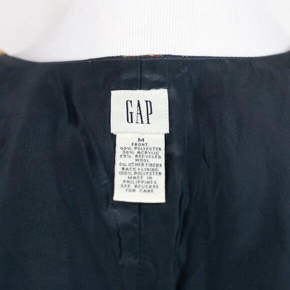Vintage 90s GAP Mustard Plaid Wool Vest Unisex Medium Holiday Waistcoat - Picture 14 of 16